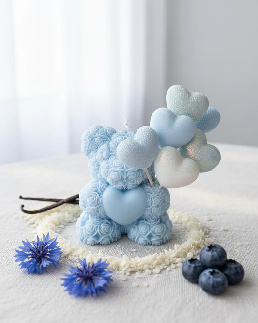 Teddy with Hearts Candle