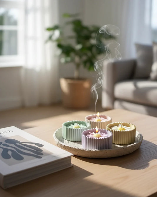 Daisy Ribbed Jar Candle — Hand-Poured Soy Wax Scented India