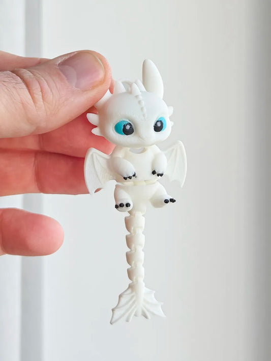 Articulated Light Fury Dragon Keychain
