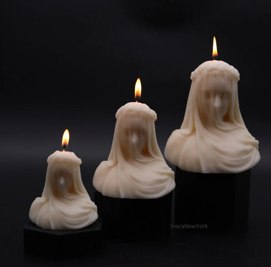 large virgin veiled lady | holiday décor | sculptural candle | housewarming candle