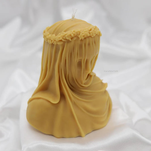large virgin veiled lady | holiday décor | sculptural candle | housewarming candle